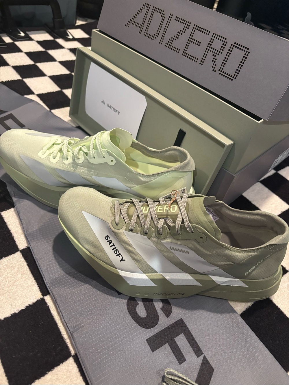 adidas Adizero Men’s Sneakers in Light Green and White